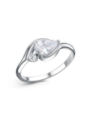 Кольцо серебро 925 пробы, покрытие - родирование, вставка - фианит (недрагоценный камень)