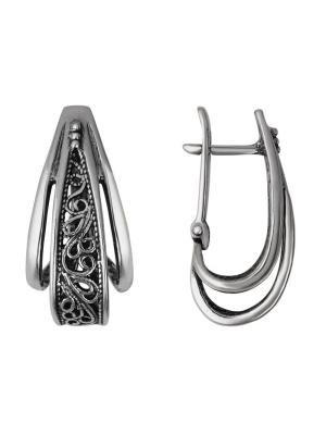 Серьги бижутерия, покрытие - серебрение с оксидированием, без вставок