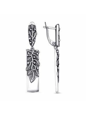 Серьги серебро 925 пробы, покрытие - оксидирование, без вставок