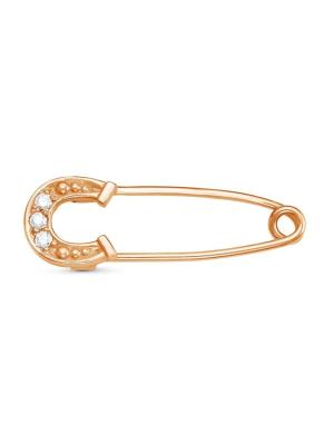 Брошь серебро 925 пробы, покрытие - золочение, вставка - фианит (недрагоценный камень)