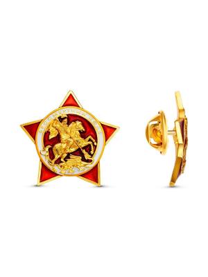 Значок бижутерия, покрытие - золочение, отделка - эмаль, без вставок