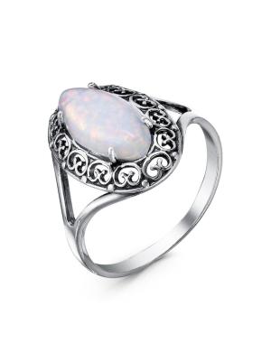 Кольцо серебро 925 пробы, покрытие - оксидирование, вставка - искусственный опал