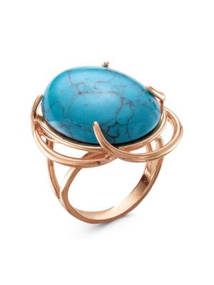 Кольцо бижутерия, покрытие - золочение, вставка - искусственная бирюза