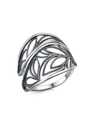 Кольцо серебро 925 пробы, покрытие - оксидирование, без вставок