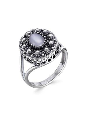 Кольцо бижутерия, покрытие - серебрение с оксидированием, вставка - искусственный кошачий глаз