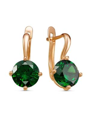 Серьги бижутерия, покрытие - золочение, вставка - фианит (недрагоценный камень)