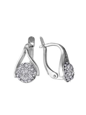 Серьги бижутерия, покрытие - серебрение с оксидированием, вставка - стекло ювелирное preciosa