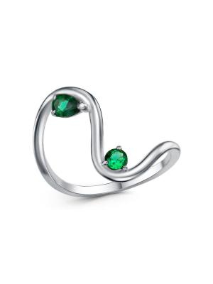 Кольцо бижутерия, покрытие - платинирование, вставка - искусственная шпинель