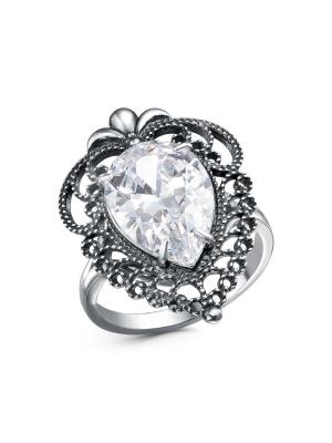 Кольцо серебро 925 пробы, покрытие - оксидирование, вставка - фианит (недрагоценный камень)