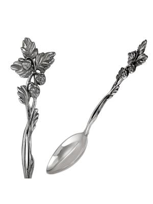 Ложка чайная "ягодка" серебро 925 пробы, покрытие - оксидирование, без вставок