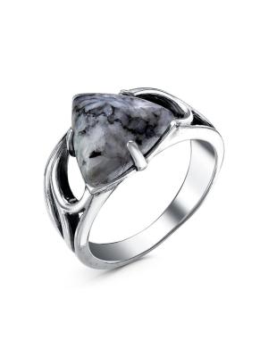 Кольцо бижутерия, покрытие - серебрение с оксидированием, вставка - пинолит