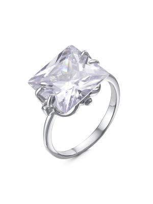 Кольцо серебро 925 пробы, покрытие - родирование, вставка - горный хрусталь