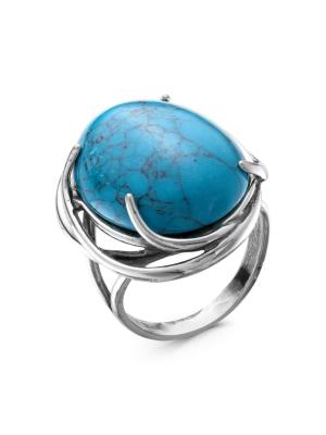 Кольцо бижутерия, покрытие - серебрение с оксидированием, вставка - искусственная бирюза