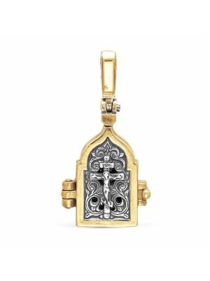 Подвеска серебро 925 пробы, покрытие - оксидирование, выборочное золочение, без вставок