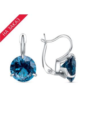 Серьги серебро 925 пробы, покрытие - платинирование, вставка - искусственная шпинель