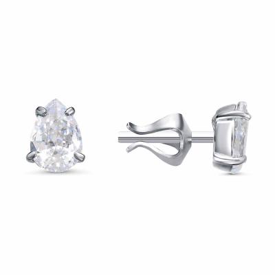 Серьги серебро 925 пробы, покрытие - платинирование, вставка - фианит (недрагоценный камень)