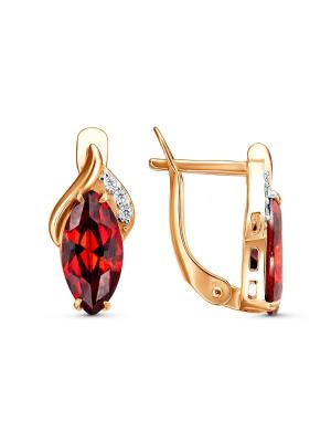 Серьги бижутерия, покрытие - золочение, выборочное родирование, вставка - фианит (недрагоценный камень)