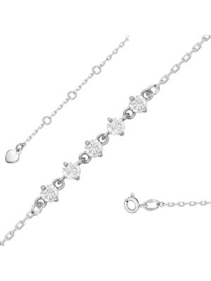 Браслет серебро 925 пробы, покрытие - родирование, вставка - фианит (недрагоценный камень)