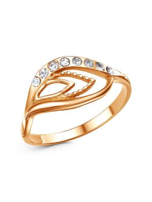 Кольцо бижутерия, покрытие - золочение, вставка - стекло ювелирное preciosa