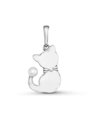 Подвеска серебро 925 пробы, покрытие - оксидирование, отделка - эмаль, вставка - культивированный жемчуг