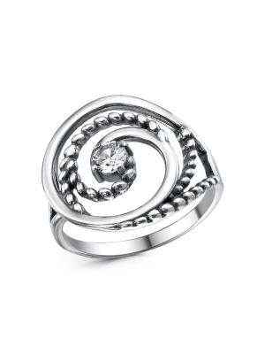 Кольцо серебро 925 пробы, покрытие - оксидирование, вставка - фианит (недрагоценный камень)