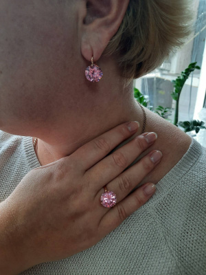 Серьги бижутерия, покрытие - золочение, вставка - фианит (недрагоценный камень)