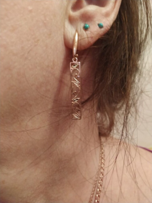 Серьги бижутерия, покрытие - золочение, отделка - алмазная грань, без вставок