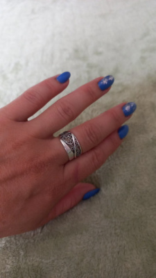 Кольцо бижутерия, покрытие - серебрение с оксидированием, без вставок