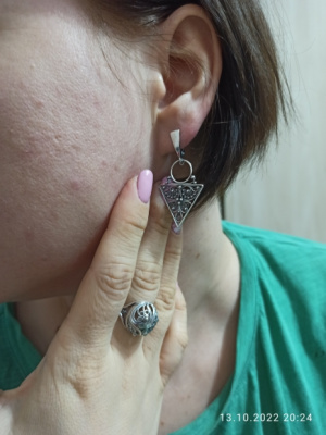 Серьги бижутерия, покрытие - серебрение с оксидированием, без вставок