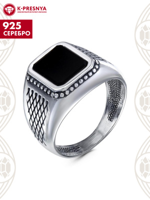 Кольцо серебро 925 пробы, покрытие - оксидирование, отделка - эмаль, без вставок