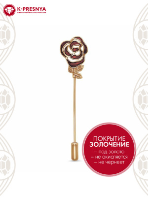 Брошь бижутерия, покрытие - золочение, отделка - эмаль, без вставок