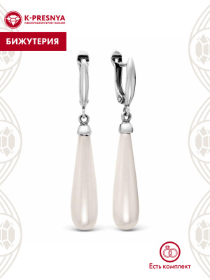 Серьги бижутерия, покрытие - серебрение с оксидированием, вставка - имитация жемчуга