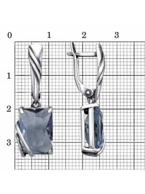 Серьги бижутерия, покрытие - серебрение с оксидированием, вставка - стекло ювелирное собственной огранки