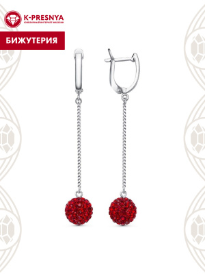 Серьги бижутерия, покрытие - серебрение, вставка - стекло ювелирное
