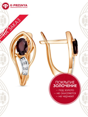 Серьги серебро 925 пробы, покрытие - золочение, выборочное родирование