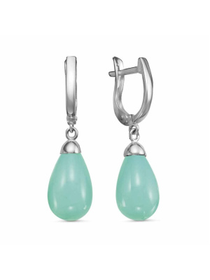 Серьги бижутерия, покрытие - серебрение, вставка - имитация жемчуга