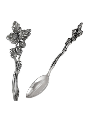 Ложка чайная "ягодка" серебро 925 пробы, покрытие - оксидирование, без вставок