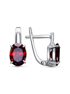 Серьги серебро 925 пробы, покрытие - платинирование, вставка - фианит (недрагоценный камень)