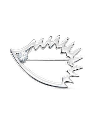 Брошь бижутерия, покрытие - платинирование, вставка - фианит (недрагоценный камень)