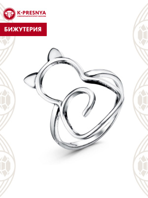 Кольцо бижутерия, покрытие - серебрение с оксидированием, без вставок