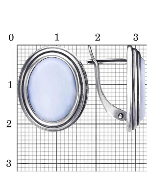 Серьги серебро 925 пробы, покрытие - оксидирование, вставка - искусственный агат белый