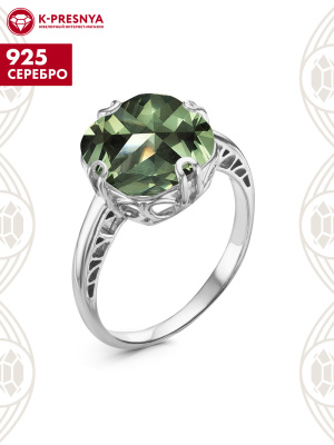 Кольцо серебро 925 пробы, покрытие - родирование, вставка - фианит (недрагоценный камень)