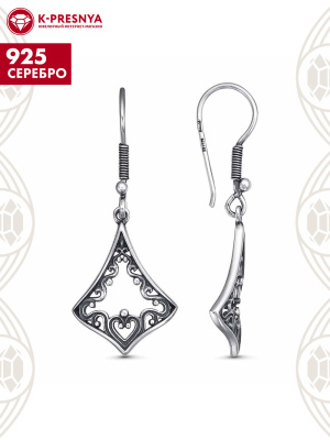 Серьги серебро 925 пробы, покрытие - оксидирование, без вставок