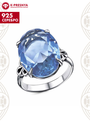 Кольцо серебро 925 пробы, покрытие - оксидирование, вставка - стекло ювелирное собственной огранки
