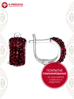 Серьги серебро 925 пробы, покрытие - платинирование, вставка - стекло ювелирное preciosa