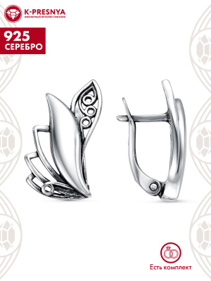 Серьги серебро 925 пробы, покрытие - оксидирование, без вставок