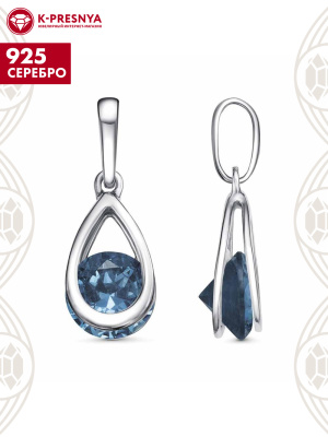 Подвеска серебро 925 пробы, покрытие - платинирование, вставка - искусственная шпинель