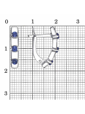 Серьги серебро 925 пробы, покрытие - родирование, вставка - искусственная шпинель