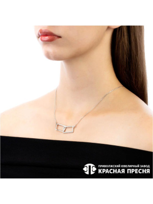 Колье серебро 925 пробы, покрытие - родирование, вставка - фианит (недрагоценный камень)