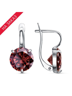 Серьги серебро 925 пробы, покрытие - родирование, вставка - фианит (недрагоценный камень)